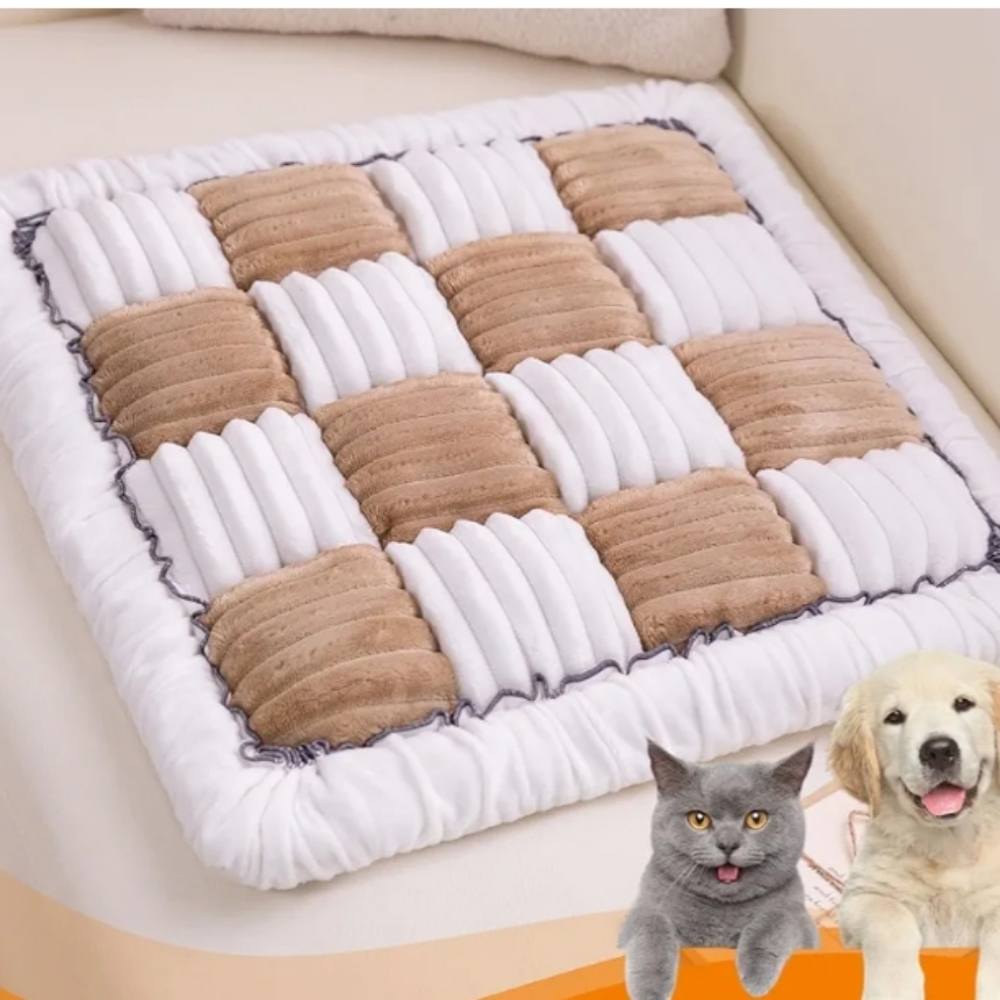 New! Mocha & white washable plush couch chair cover for your pets
